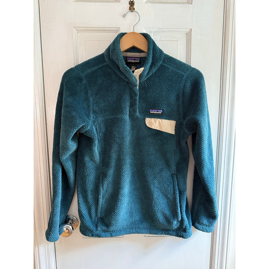 Patagonia Synchilla Blue Snap-T Fleece Pullover Beige Pocket Small