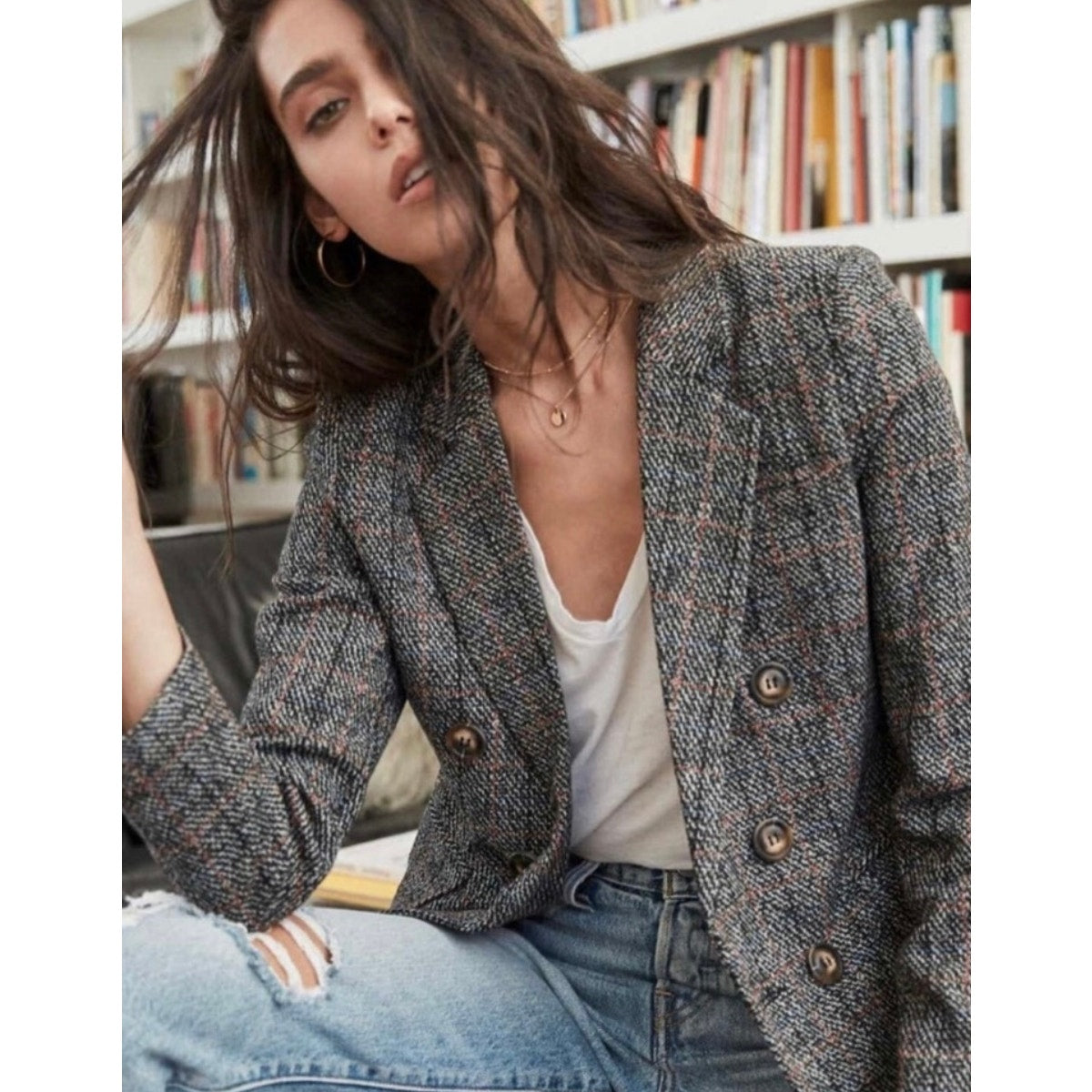 Heartloom Ivy double breasted plaid blazers small