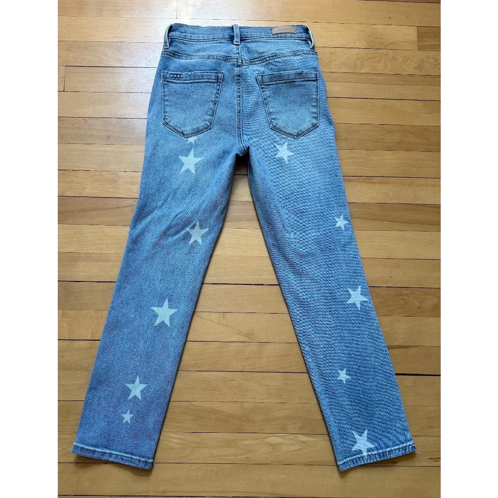 Blank NYC The Madison Crop Jeans 25 Light Wash White Star Print Denim EUC