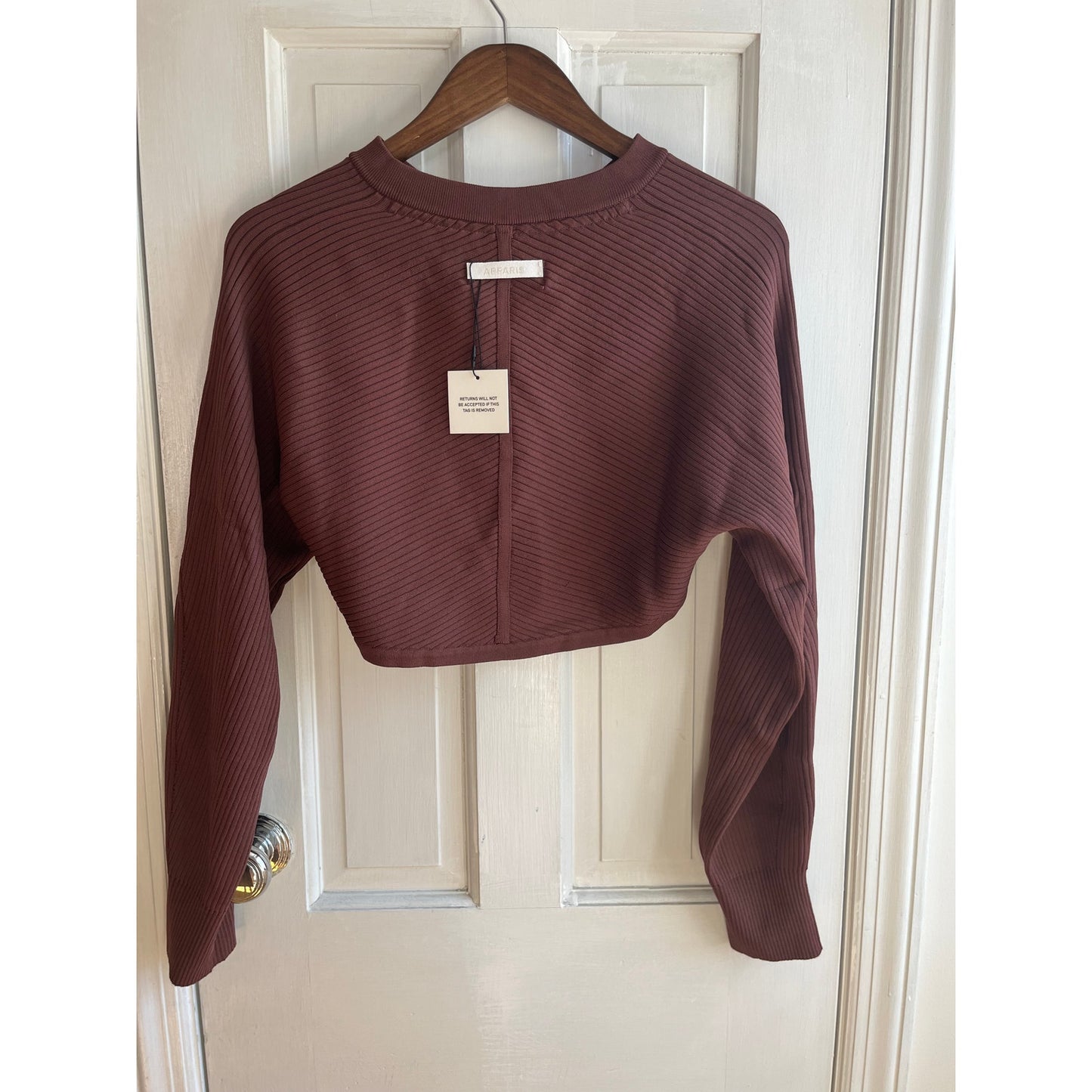 NWT APPARIS Banks Bolero in Clay - Brown Ribbed Knit Cropped Cardigan - Size M