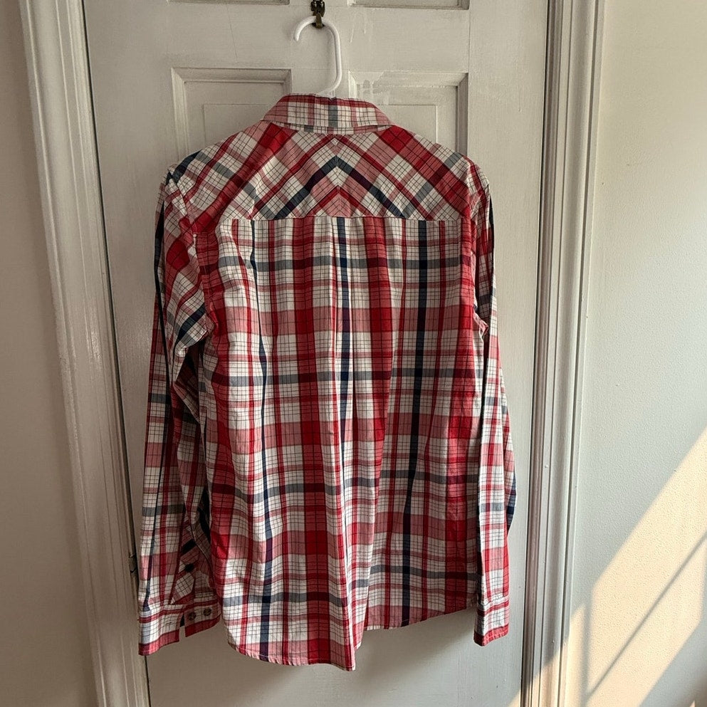 Brooklyn Industries Red, White, & Blue Plaid Button Down Shirt - Size Small