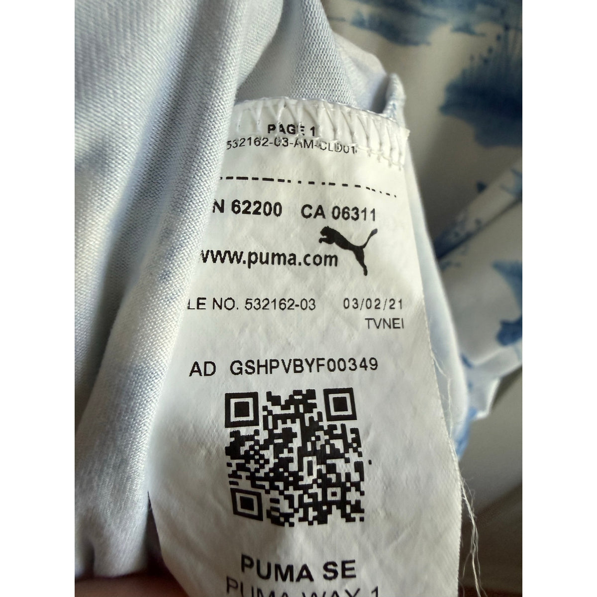 RARE Puma Golf Toile Scenic Landscape Pagoda Blue White Polo Shirt Men's Large