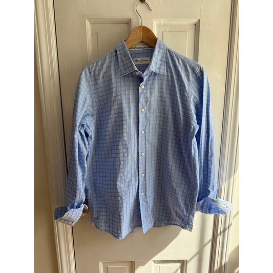 Robert Graham Blue Sport Shirt - Contrast Flip Cuffs - Men's Medium - EUC