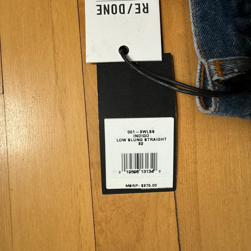 RE/DONE Levi's Low Slung Straight Jeans - Indigo Wash - Size 32 - NWT