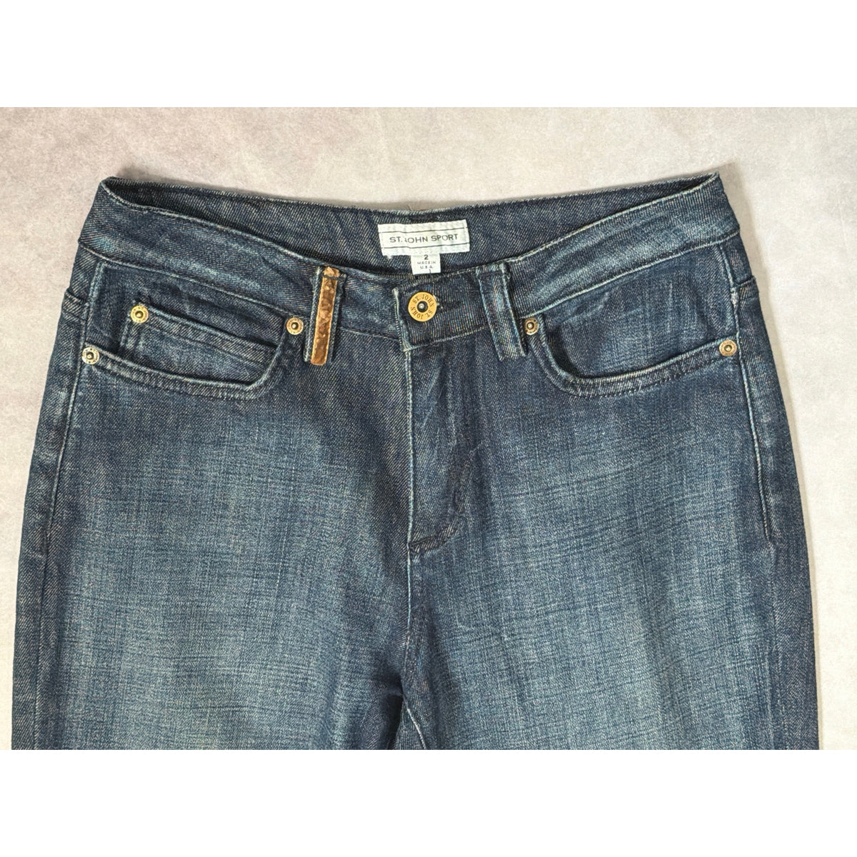 St John Sport Straight Leg Jeans Dark Wash Size 2 Made in USA 30