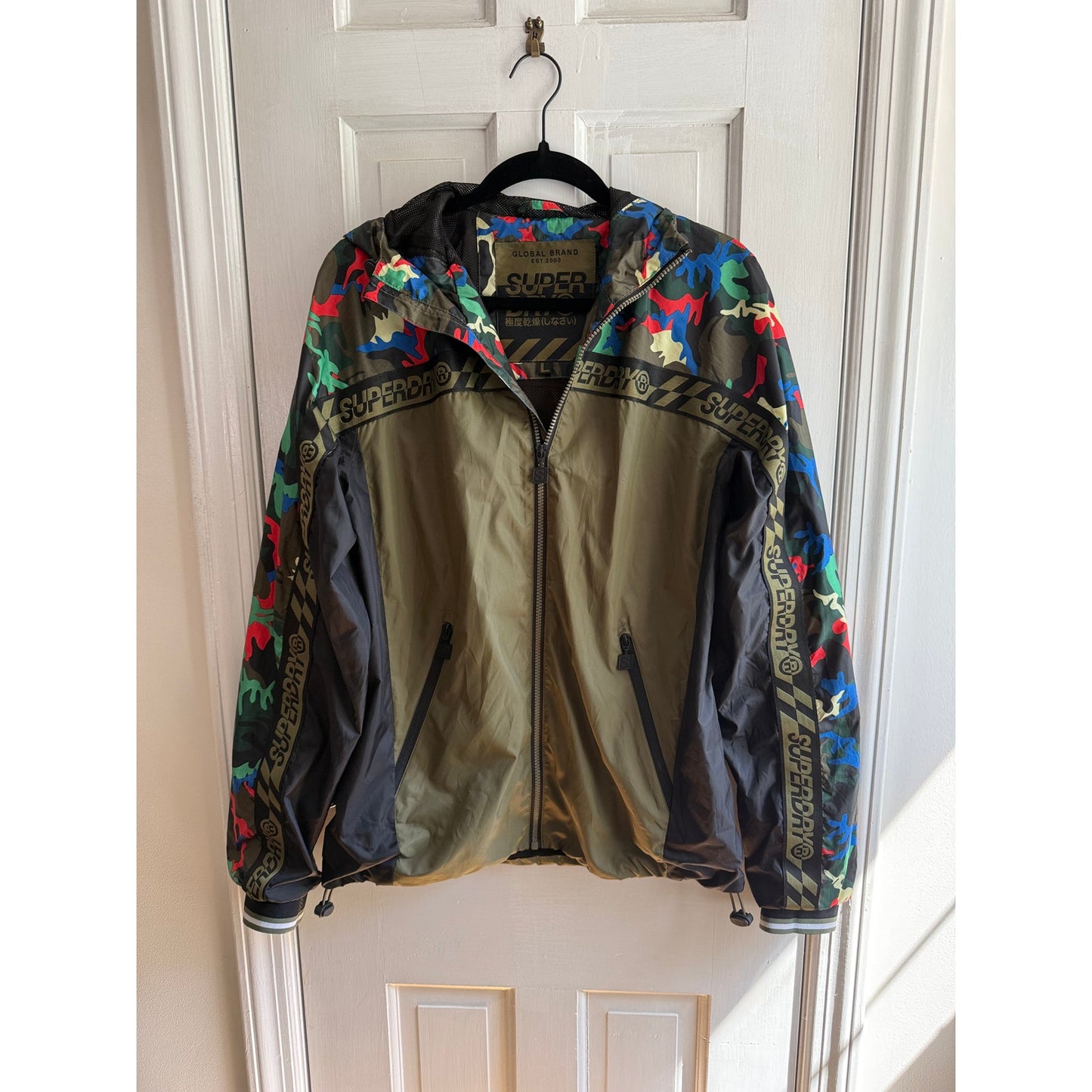 Superdry Hawk Colour Block Cagoule Jacket M50015ST - Men's Large - Multi Camo EUC