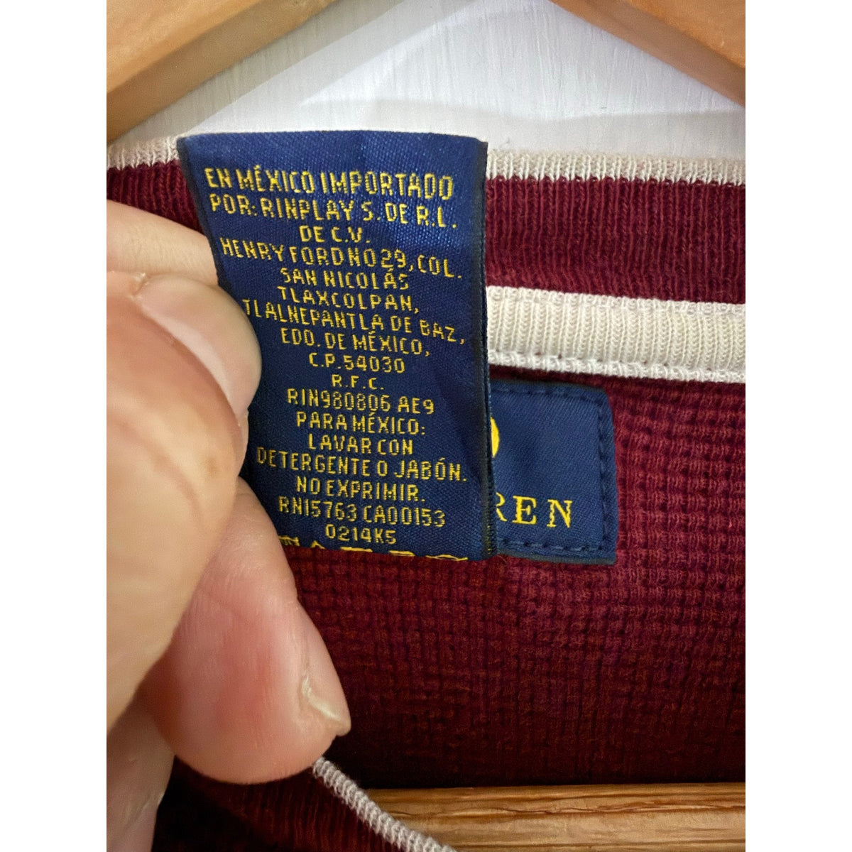 Polo Ralph Lauren Waffle Knit Thermal Long Sleeve Shirt Medium Burgundy Maroon M