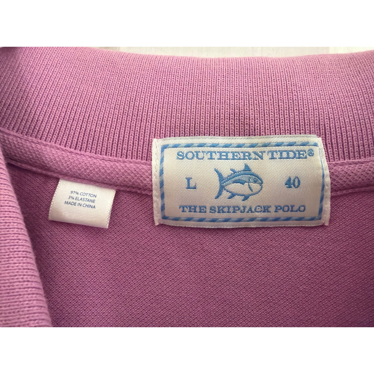 Southern Tide The Skipjack Polo Shirt Mens Large Pink Purple Embroidered