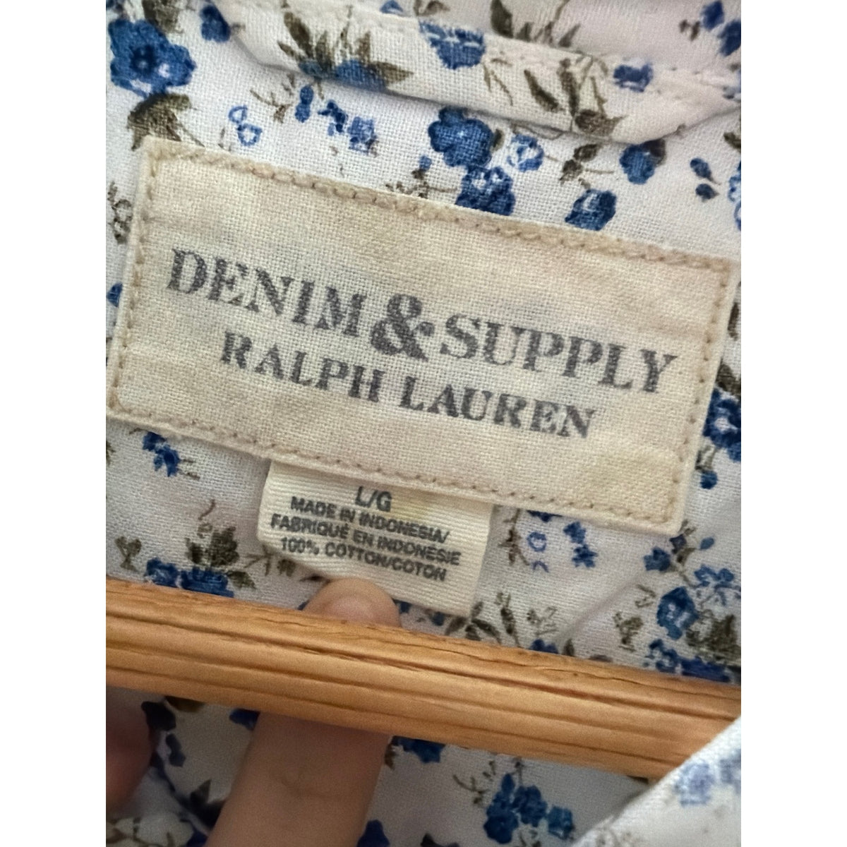 Denim & Supply Ralph Lauren Floral Shirt Mens Large Blue Calico Short Sleeve L