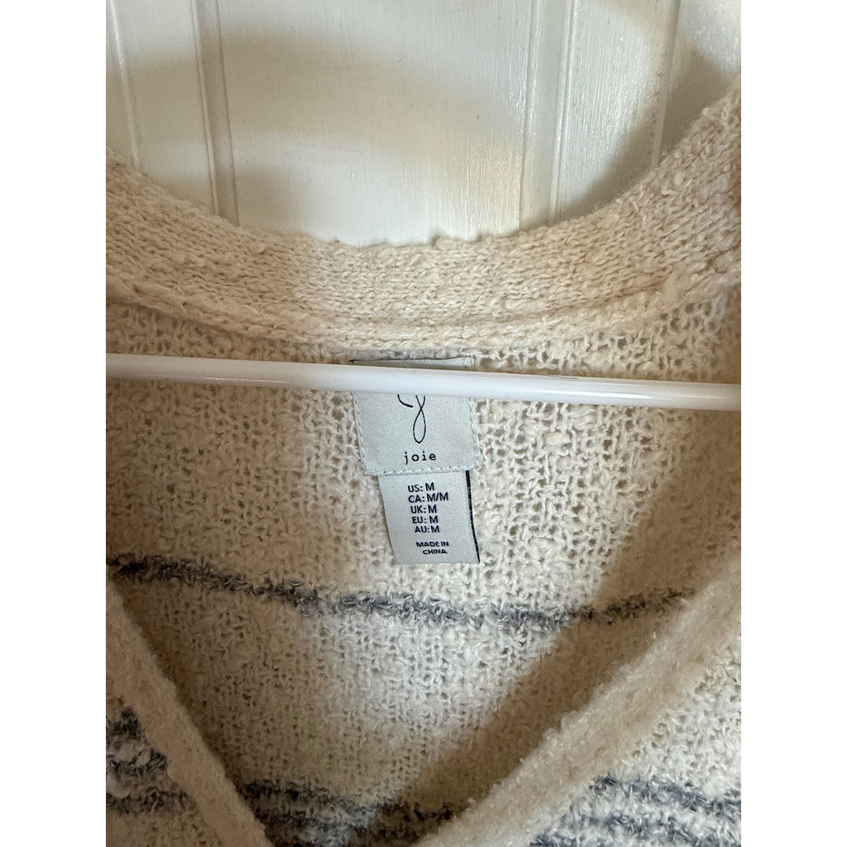Joie Cardigan Sweater Cream/Gray Strips Size Medium