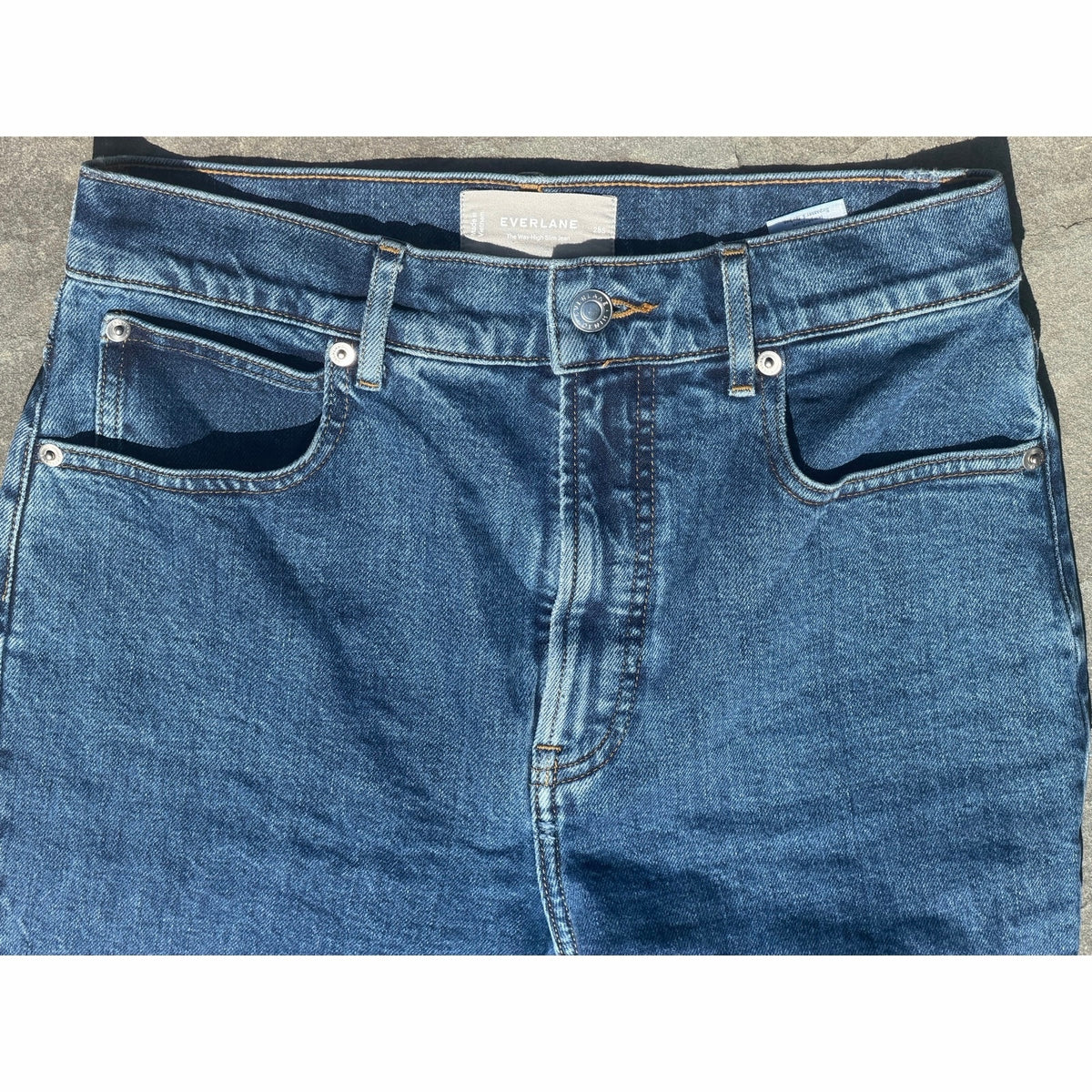 Everlane The Way-High Jean Size 28 High Rise Distressed Blue Denim Pants 28x29