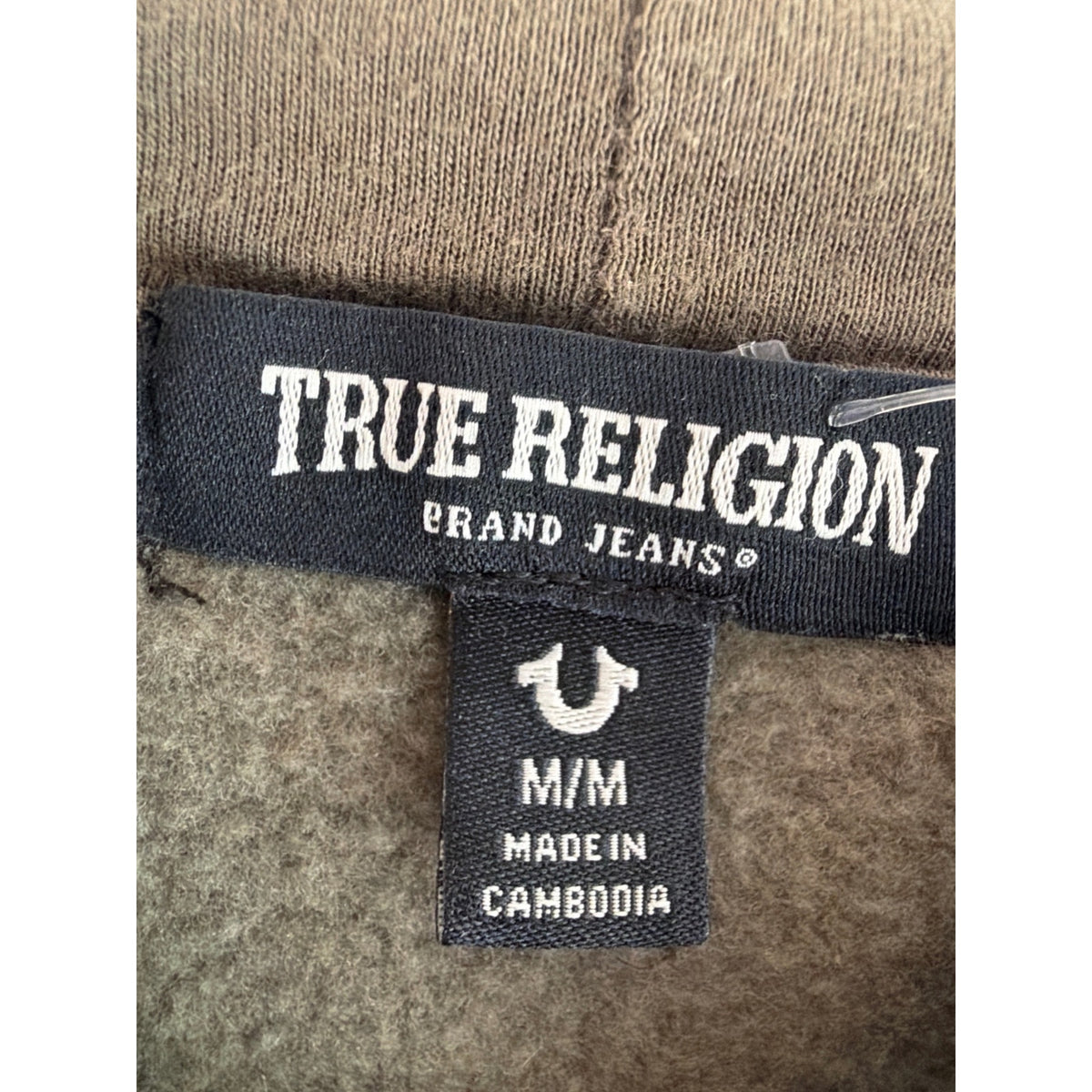 True Religion Olive Green Buddha Graphic Full-Zip Hoodie M