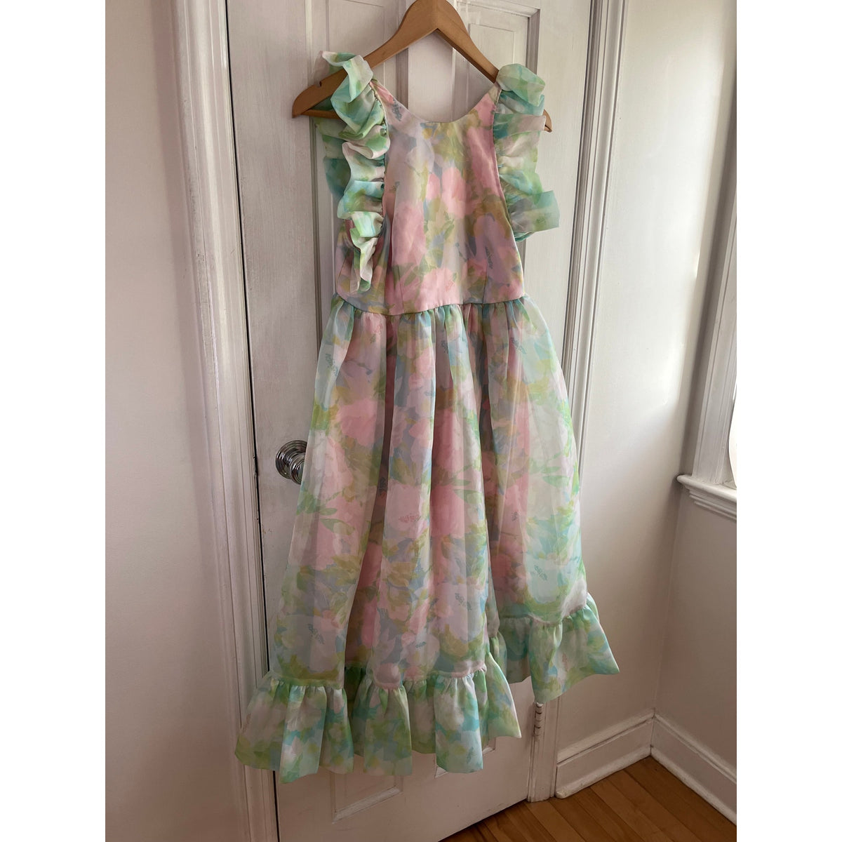 🌹 Selkie Maison Amory "Annabel" Ruffle Midi Dress in English Rose XS 🌹
