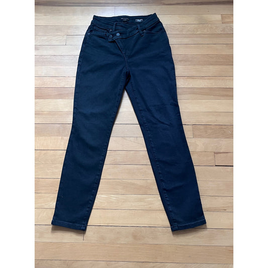 Good American Good Legs Crop Crossover Waist Skinny Jeans Black Size 4/27