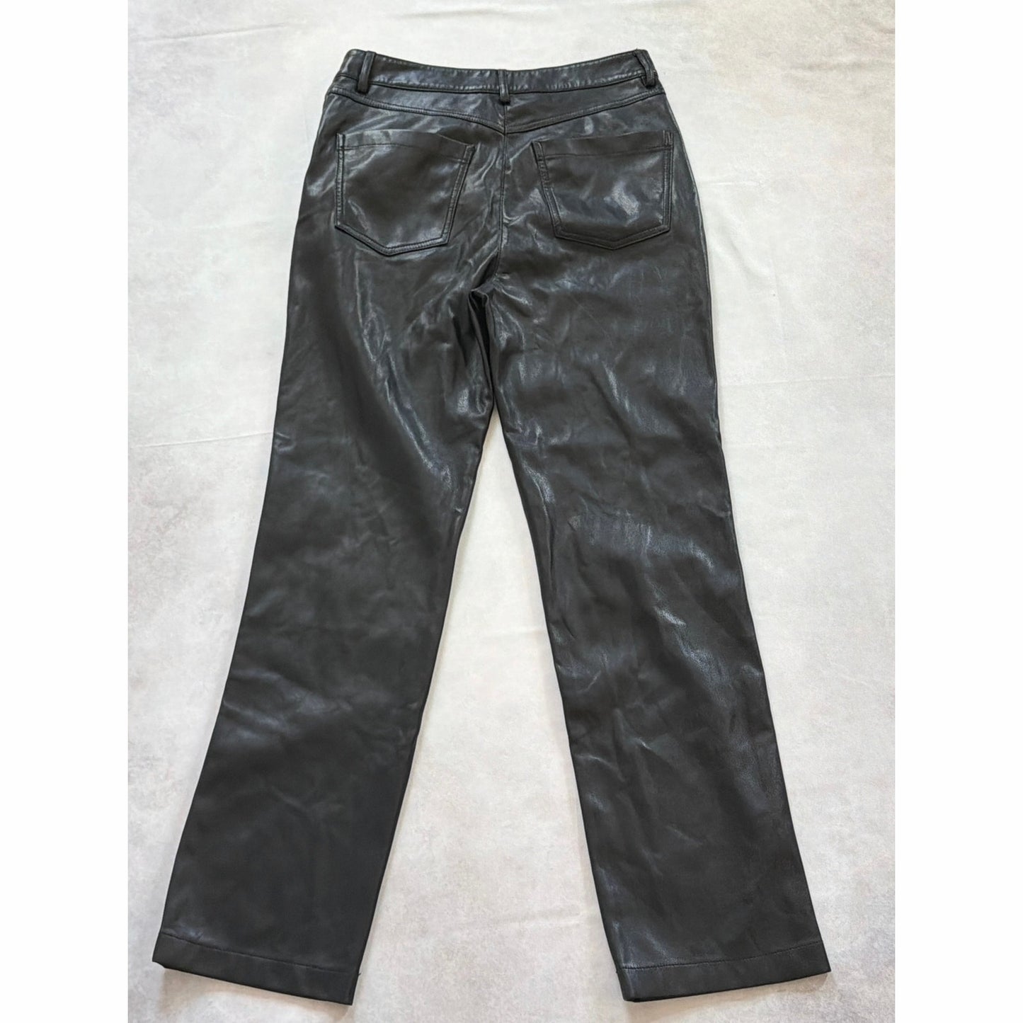 7 For All Mankind High-Rise Black Faux Leather Split Hem Pants Size Small