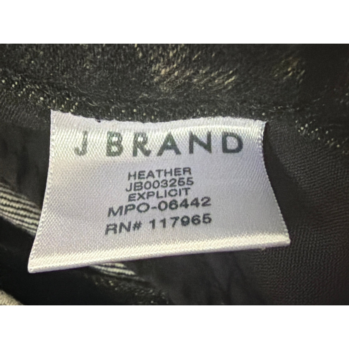 J Brand Heather High Rise Slim Fit Jeans Black Faded Gray 30