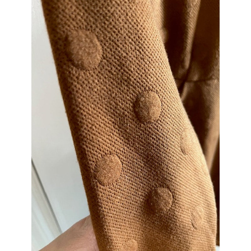 Hutch Dress - Brown Long Sleeve Raised Polka Dots- Medium