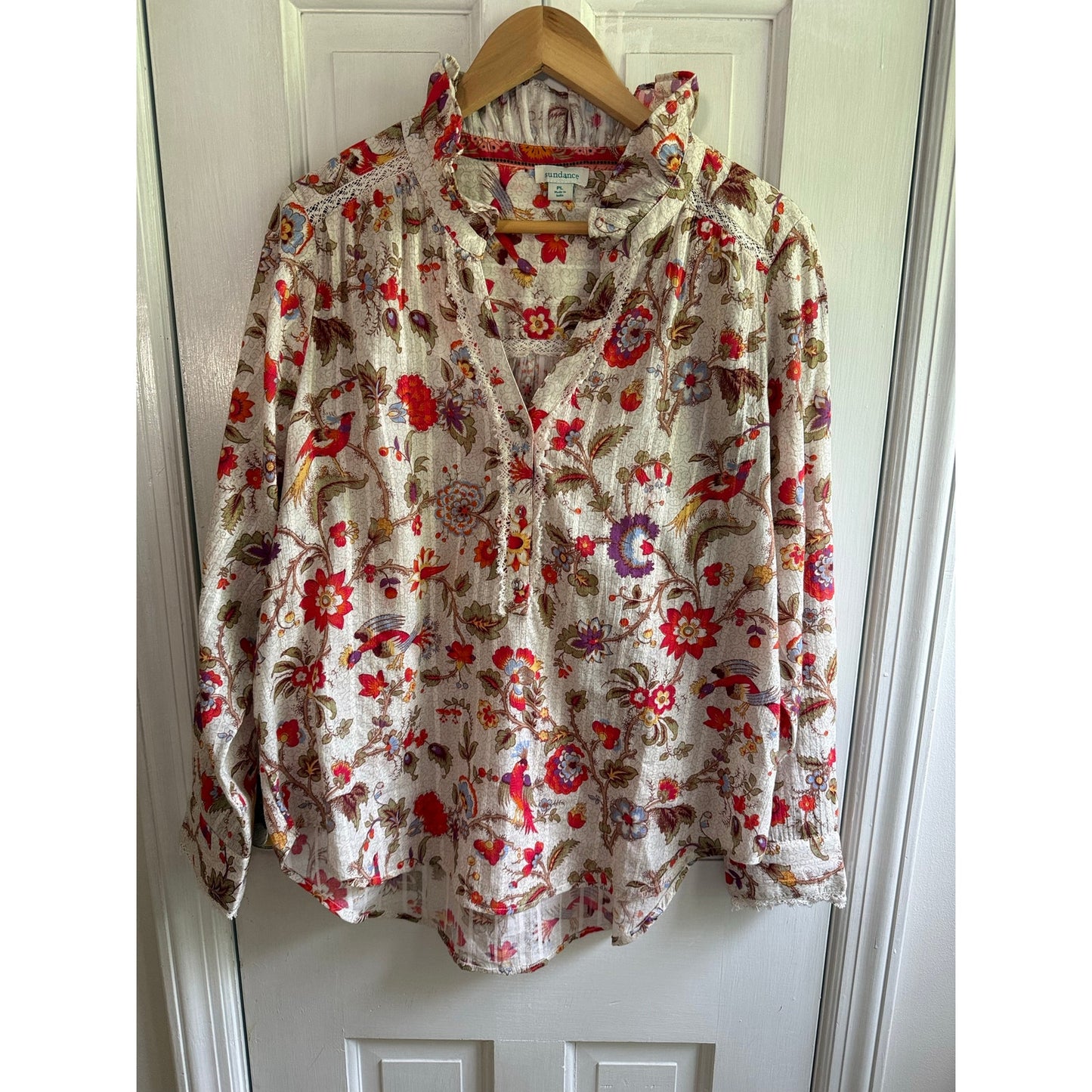 Sundance Floral Blouse Petite Large Tunic Peasant Top Boho