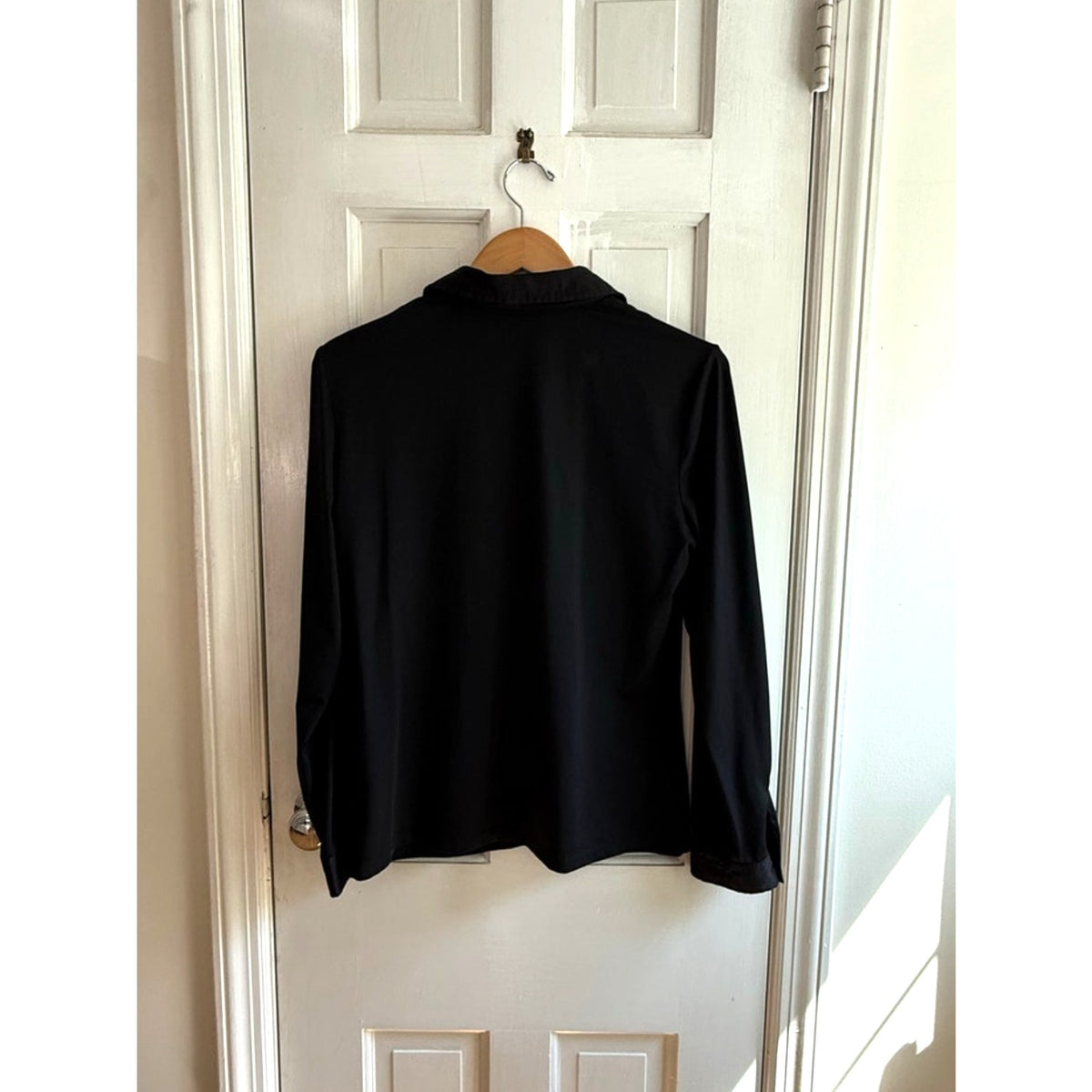 J. McLaughlin Black Button Down Blouse Long Sleeve Stretch Dress Shirt Large