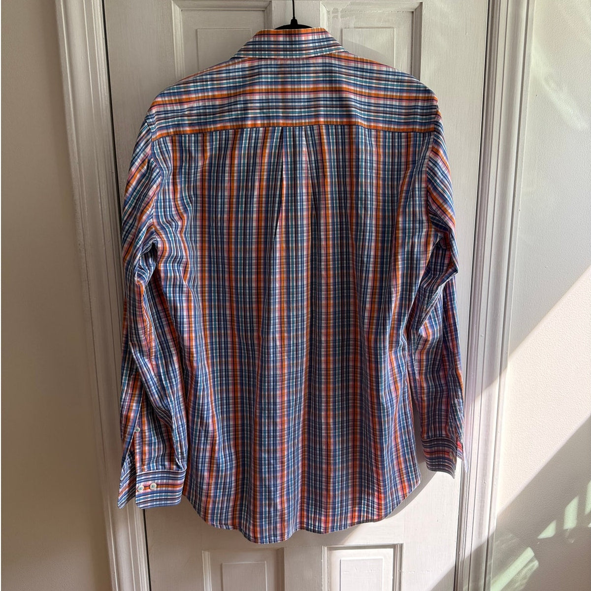 Vintage Peter Millar Crown Shirt Men's Medium - Blue & Orange Plaid - EUC