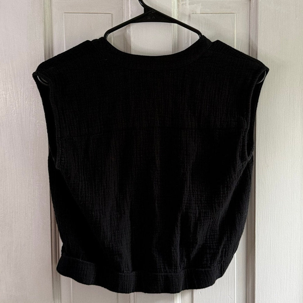 Drew Size XS Black Cotton Blouse Top Made In USA Scoop Neck