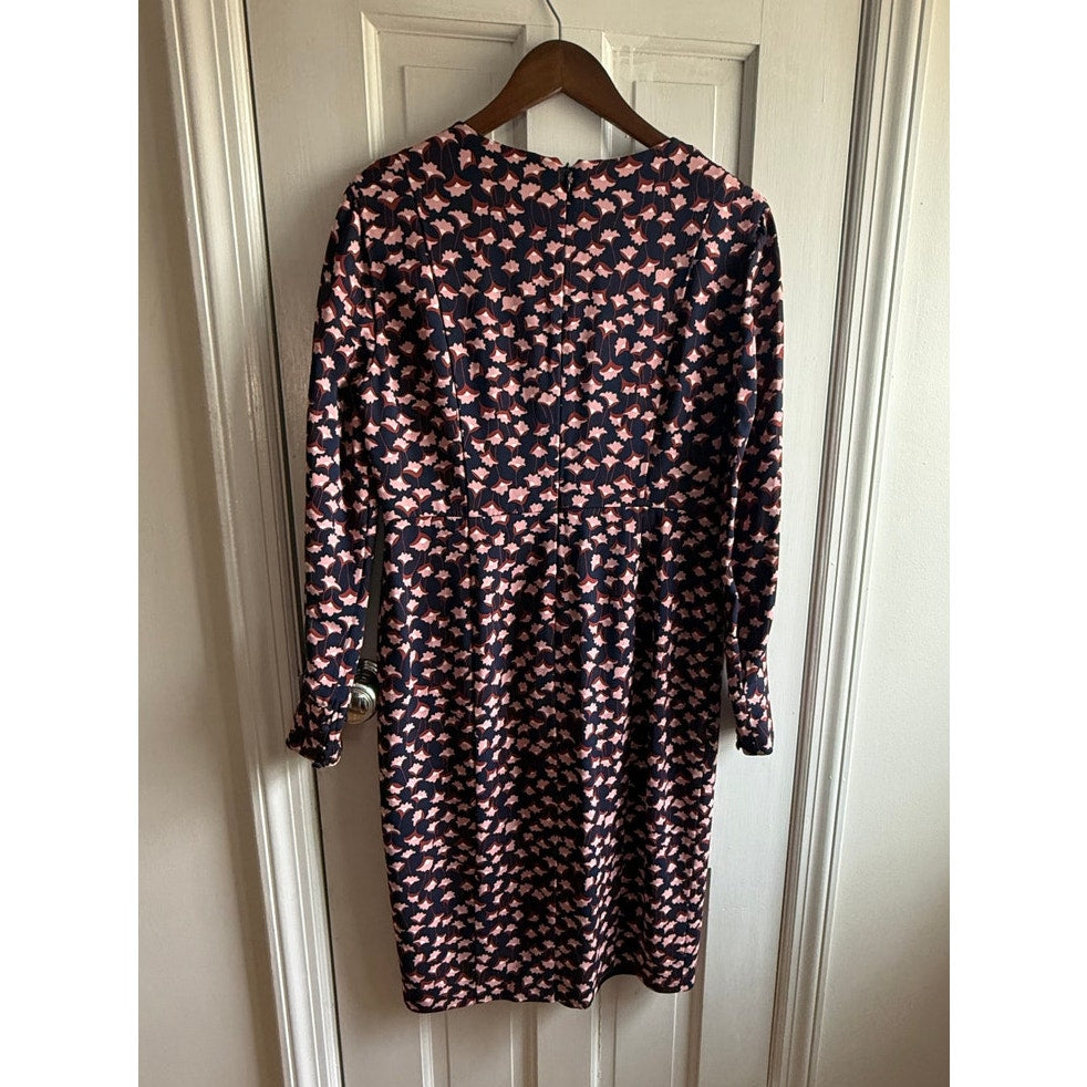 Boden Hannah Navy Floral Sheath Dress Long Sleeve EUC Size 8R