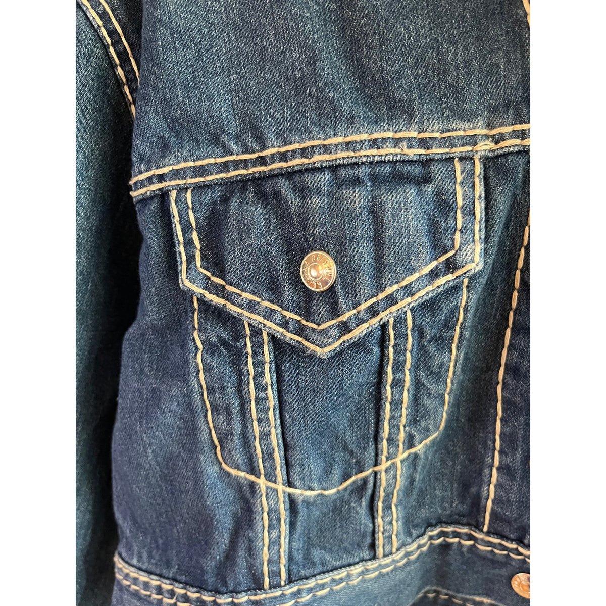 NWT RE/DONE Chunky Stitch Indigo Cropped Trucker Jacket S ✨ Street Holy Grail ✨