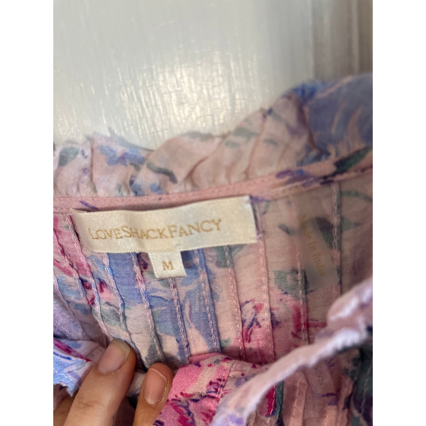 LoveShackFancy Love You More Floral Tiered Mini Dress M - Whimsical Pink Purple