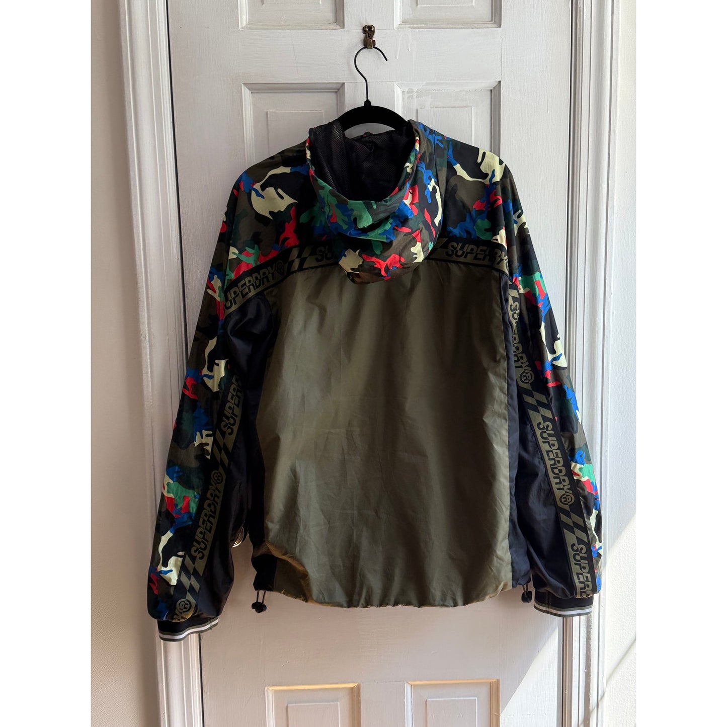 Superdry Hawk Colour Block Cagoule Jacket M50015ST - Men's Large - Multi Camo EUC