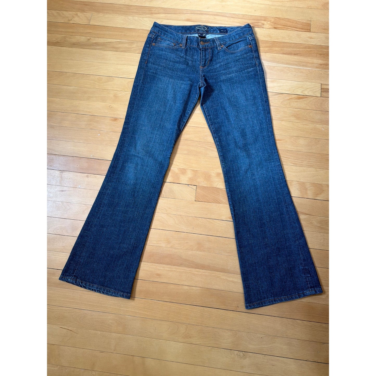 Seven Size 28 Dark Wash Orange Thread Low Rise Flare Jeans