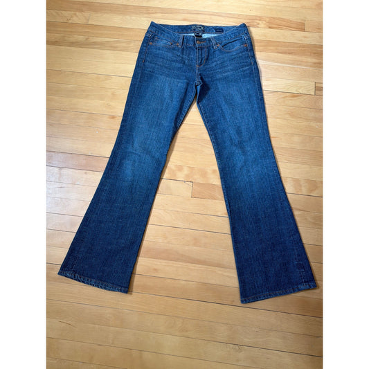 Seven Size 28 Dark Wash Orange Thread Low Rise Flare Jeans