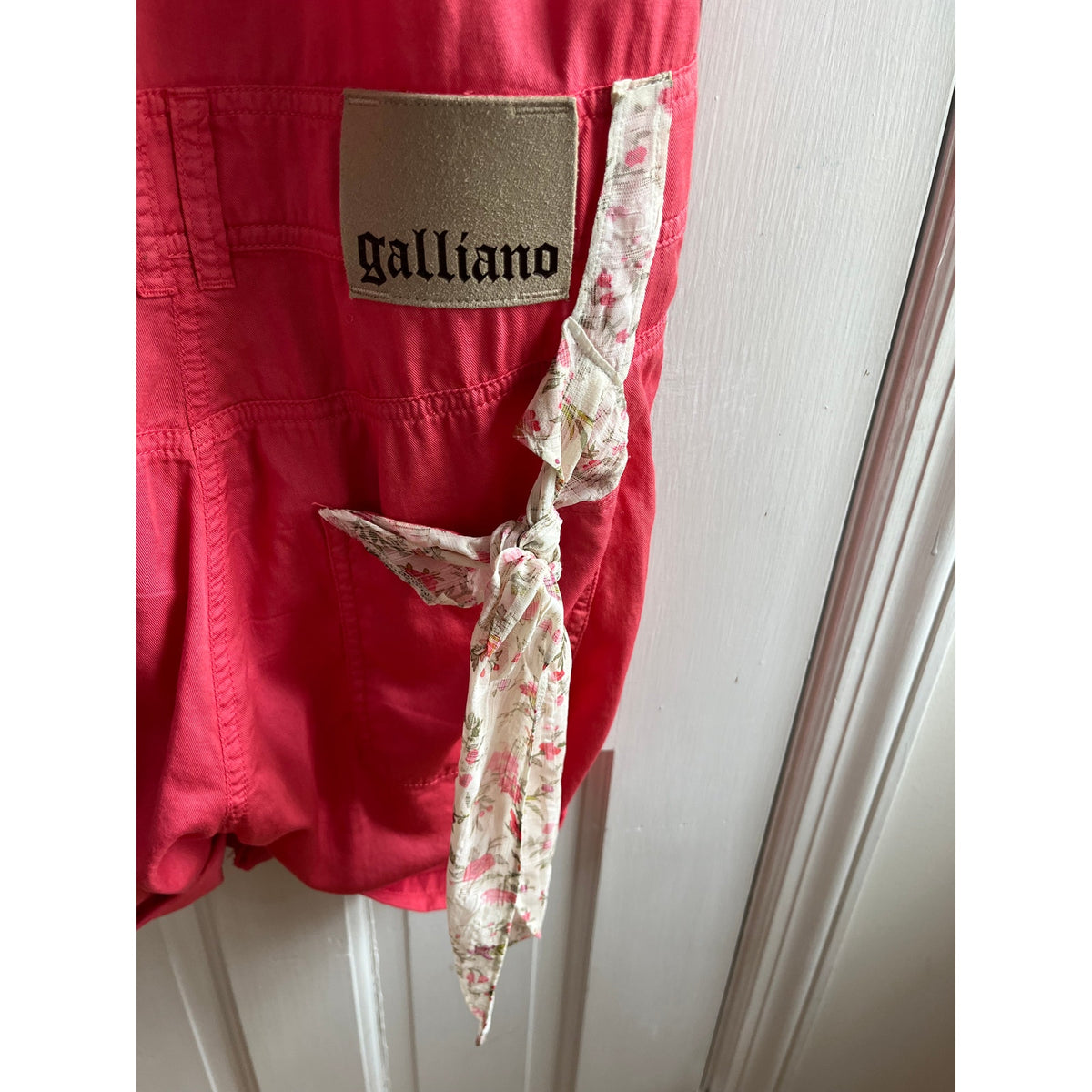🌸 Galliano Archival Coral Utility Romper with Floral Tie Small 🌸