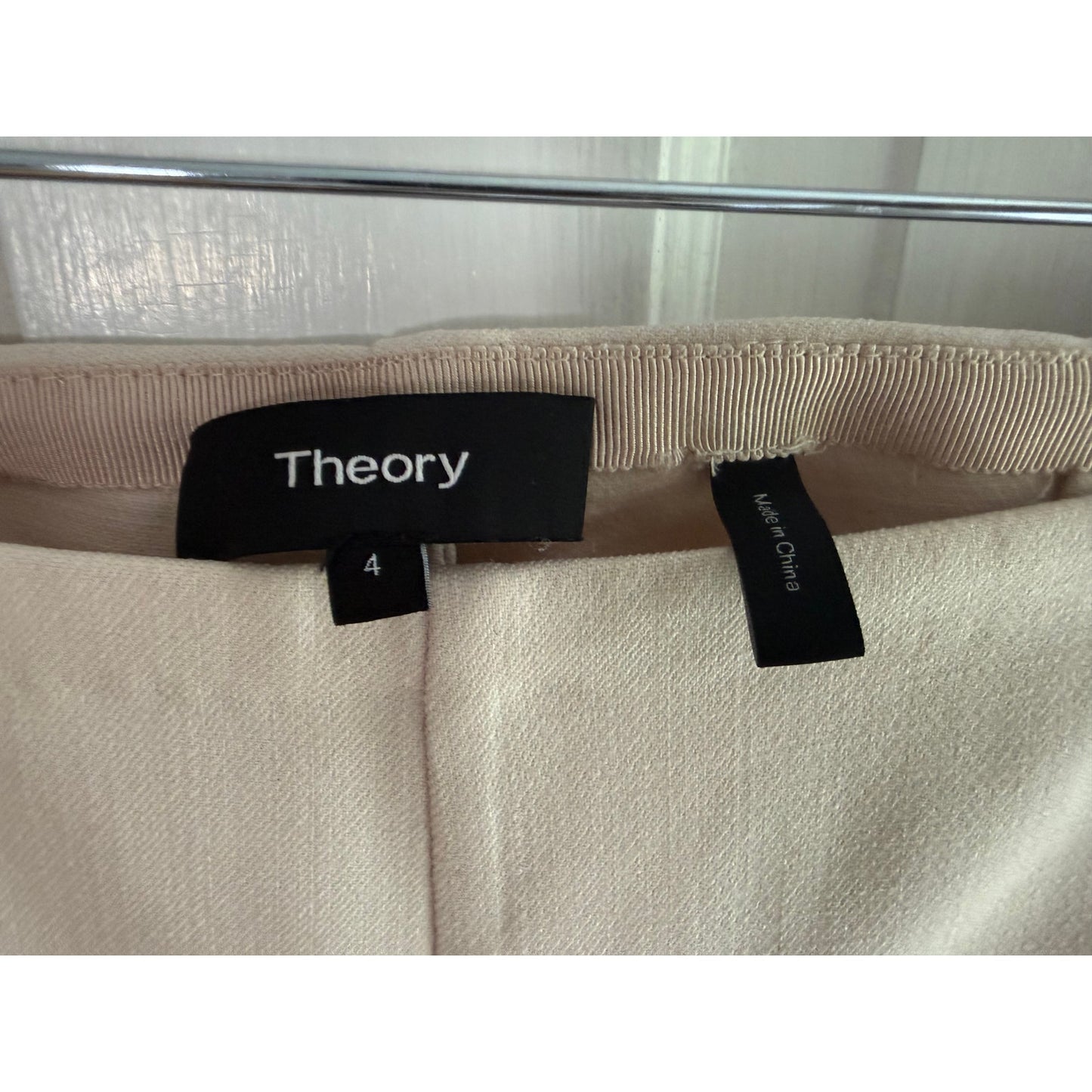 Theory Demitria DF Saxton Virgin Wool Flare Pants Off-White Cream Size 4 | EUC