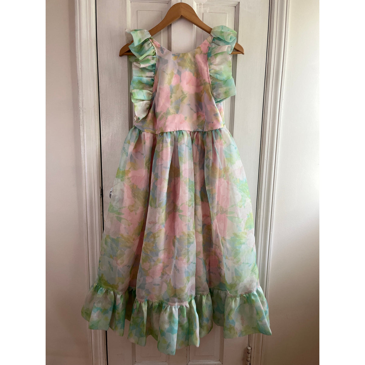 🌹 Selkie Maison Amory "Annabel" Ruffle Midi Dress in English Rose XS 🌹