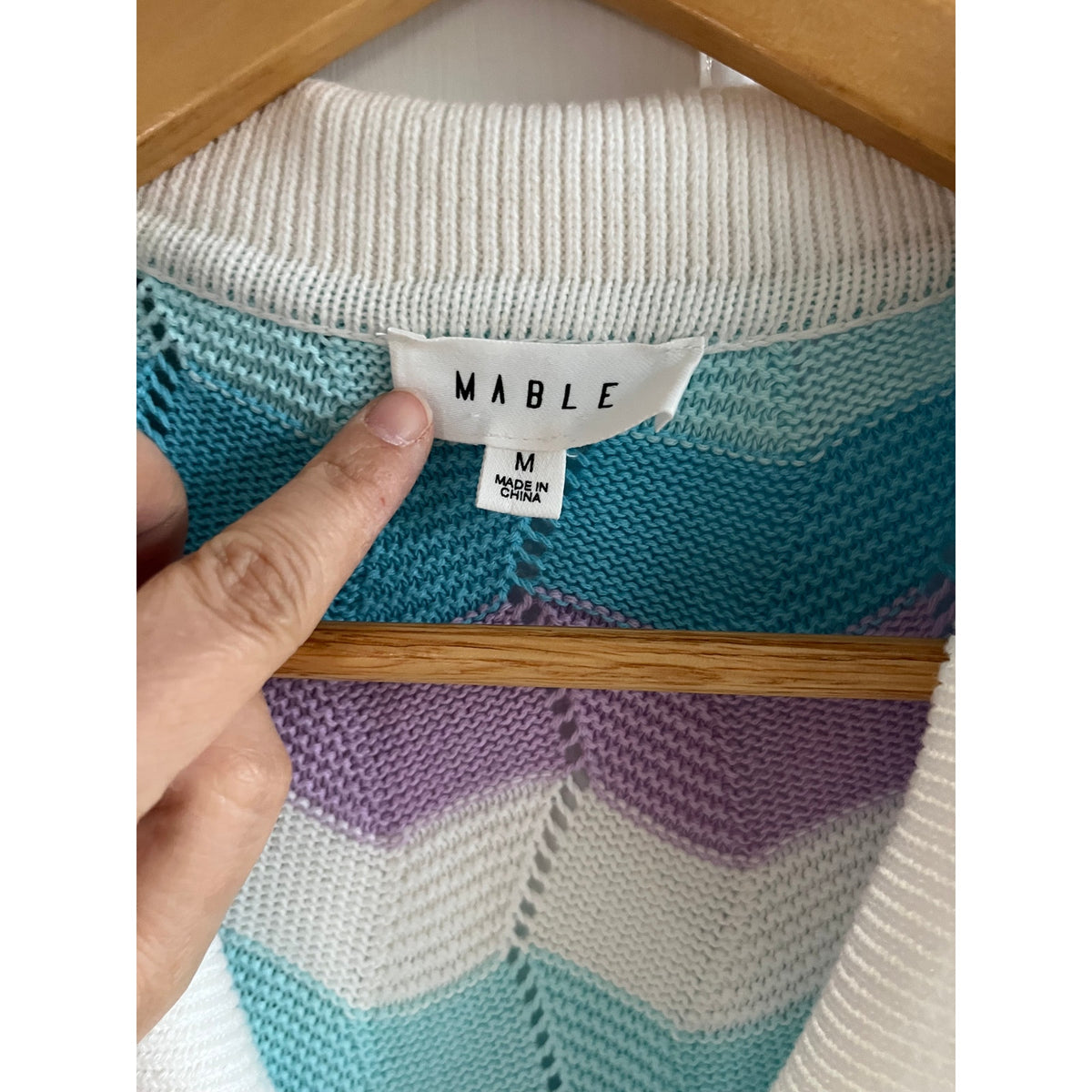 Mable Striped Crochet Midi Dress Multi Color Chevron Knit Sz Medium