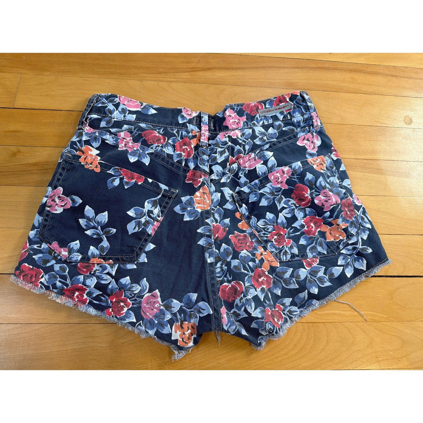 Citizens of Humanity size 25 Muted Blue Floral Pattern Distressed shorts