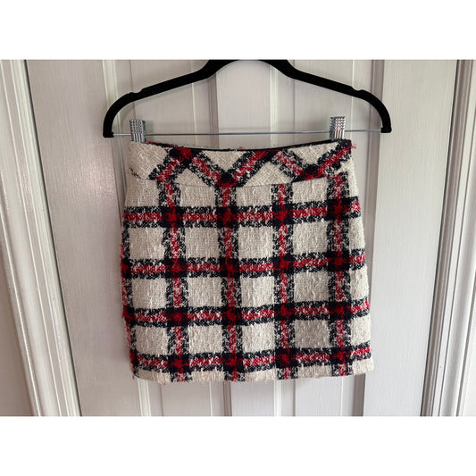 Title: Endless Rose Tweed Plaid Mini Skirt Red White Blue Size XXS EUC