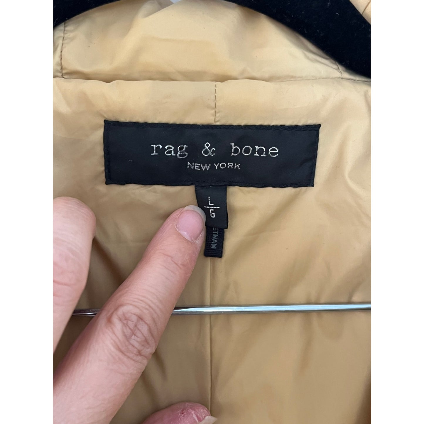 Rag & Bone Men’s Reversible Teddy Fleece Jacket | Tan Sherpa Hooded Parka | Large