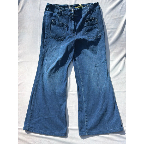 Anthropologie Maeve Dark Wash Wide-Leg Bootcut Jeans 32W EUC