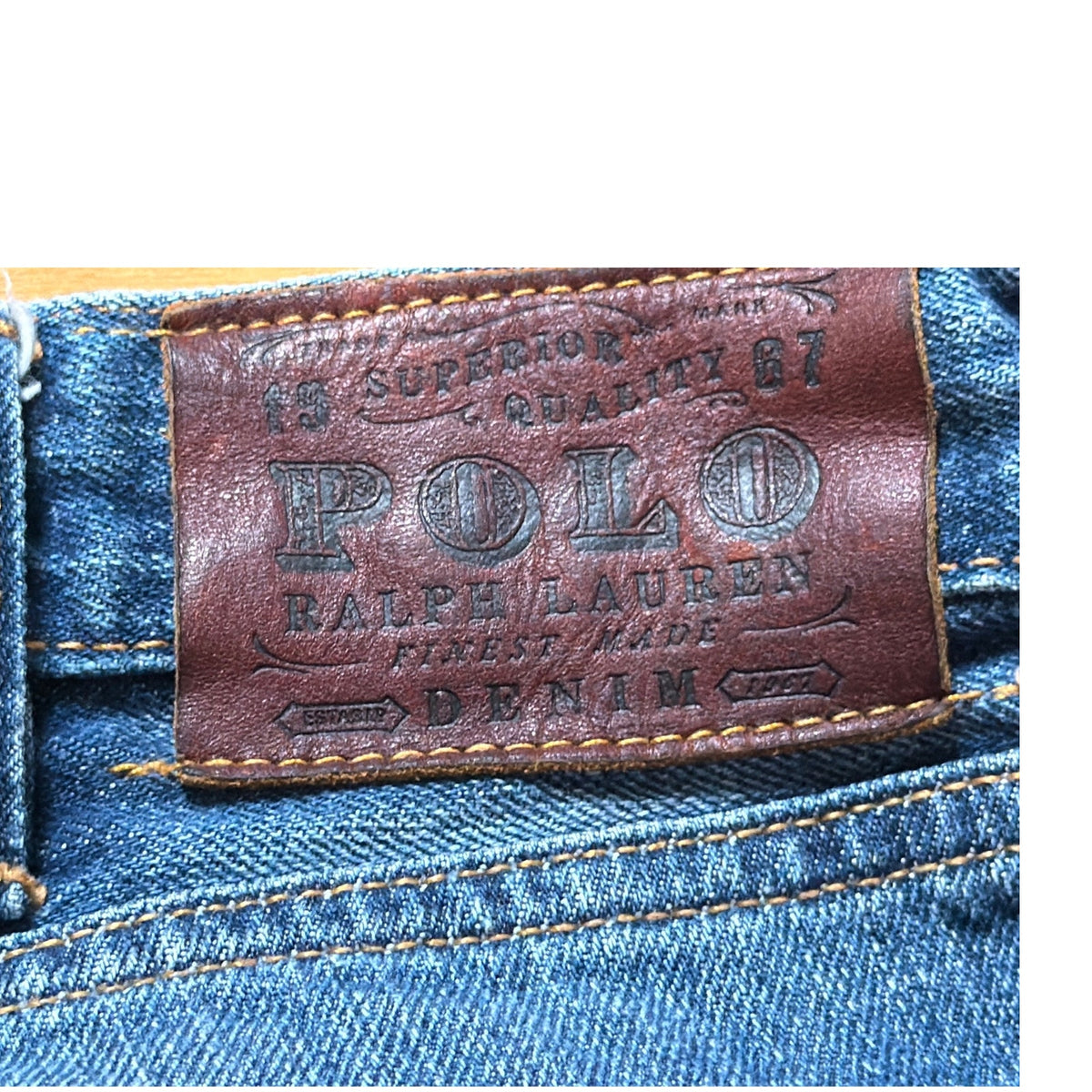 Vintage Polo Ralph Lauren Size 38 x 30  Blue Wide Leg Mens Jeans