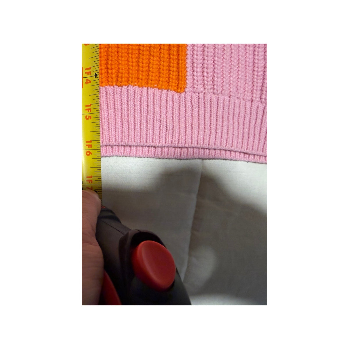Grey Lab Red/Pink Checkered Sweater - Size Small