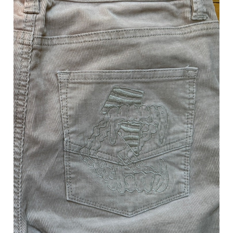 Zadig & Voltaire Eva Velours Corduroy Pants Size 36 Beige Slim Fit Stretch EUC