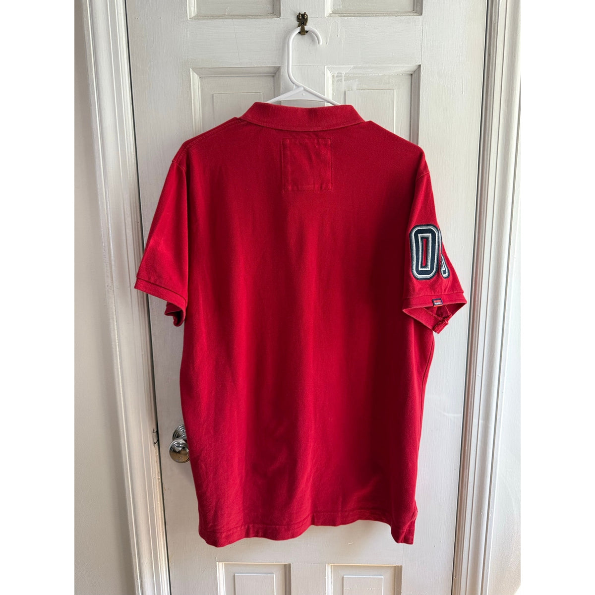 Vintage Superdry Large Red Classic Double Triple Polo
