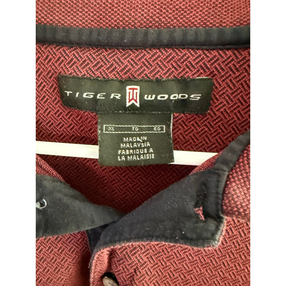 Vintage Nike Tiger Woods Shirt Mens XL Burgundy Maroon Ribbed Knit Golf Polo EUC