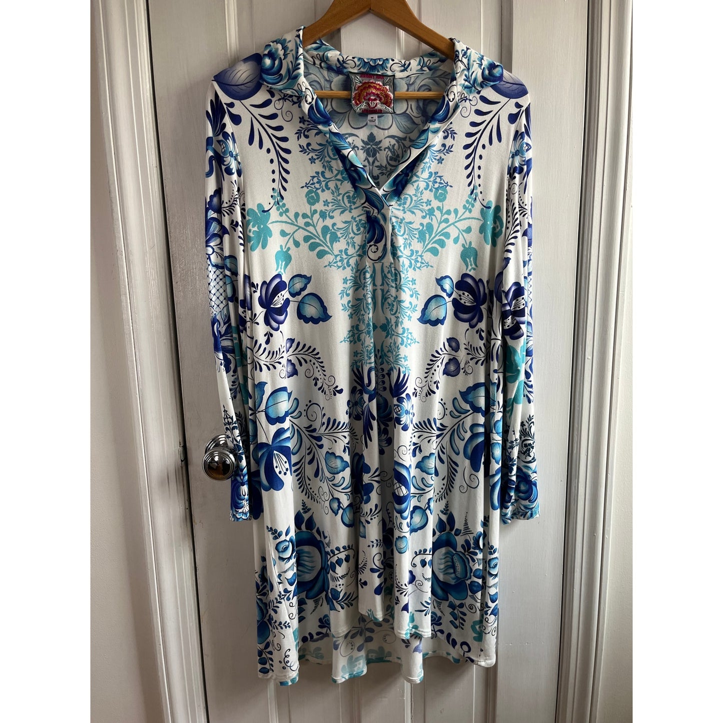 Johnny Was Farrow Botanical Polo Shift Dress 🌿 Sold Out Bamboo Mini Sz M ✨