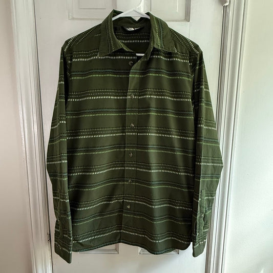 The North Face Men Small Green Western Pearl Snap Button Down Shirt EUC Outdoor
