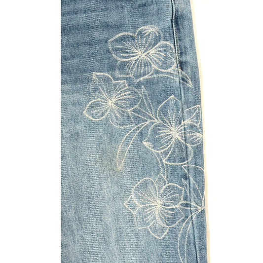Lucky Brand Size 0/25 Sienna Slim Boyfriend Flower Embroidered Light Wash Jeans