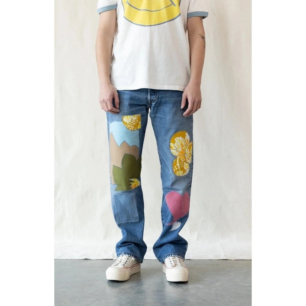 RE/DONE Levi’s Patched Up 501 Jeans Sz 33 - NWT Grail Indigo Floral Patchwork 💎