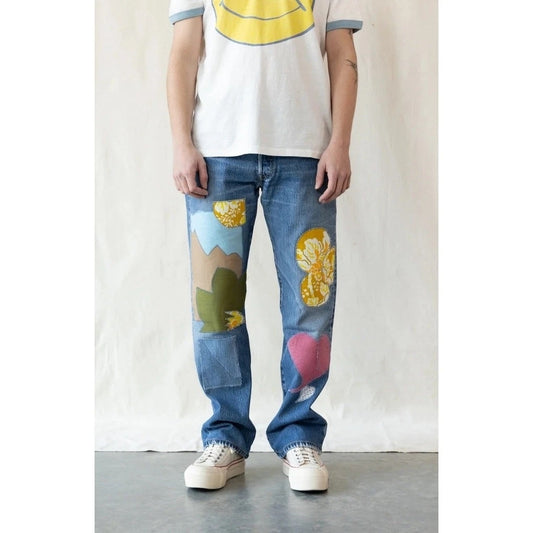 RE/DONE Levi’s Patched Up 501 Jeans Sz 33 - NWT Grail Indigo Floral Patchwork 💎