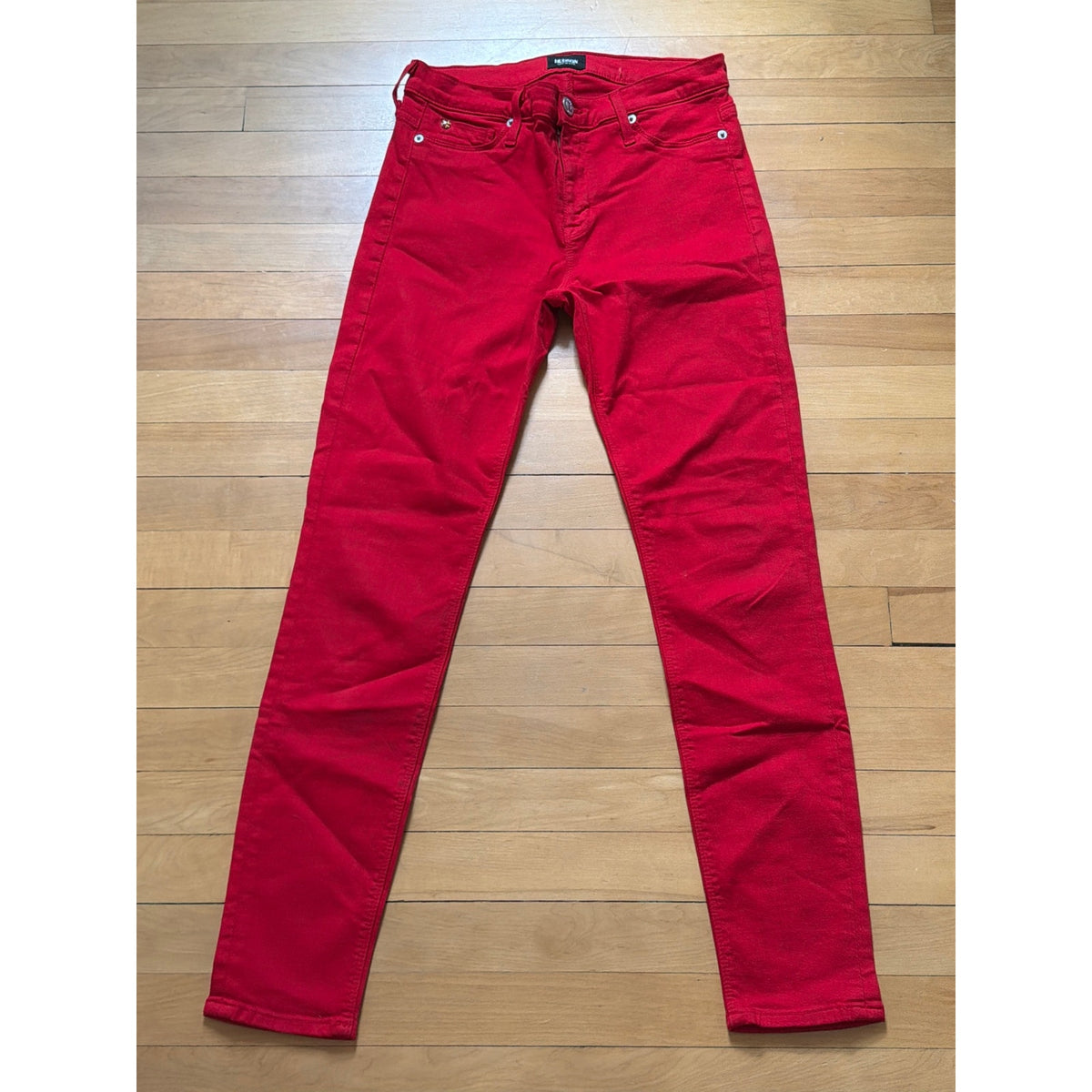 Hudson Nico Super Skinny Mid-Rise Jeans in Red - Size 29